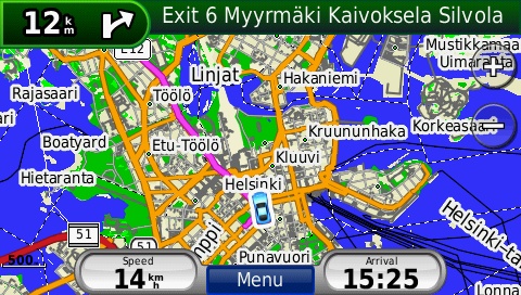 screenshot from GPS showing map of Northern Europe