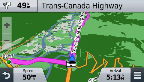 screenshot from GPS showing map of Canada West