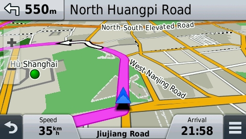 screenshot from GPS showing map of China
