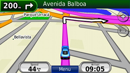 screenshot from GPS showing map of Central America