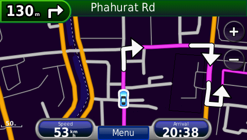 screenshot from GPS showing map of Southeast Asia