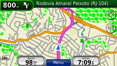screenshot from GPS showing map of South America
