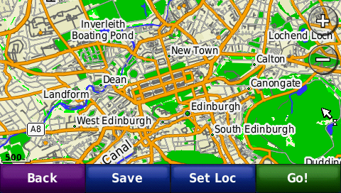 screenshot from GPS showing map of United Kingdom and Ireland