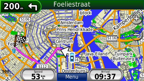 screenshot from GPS showing map of Western Europe