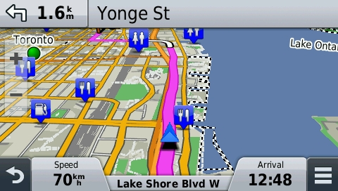 screenshot from GPS showing map of Canada East