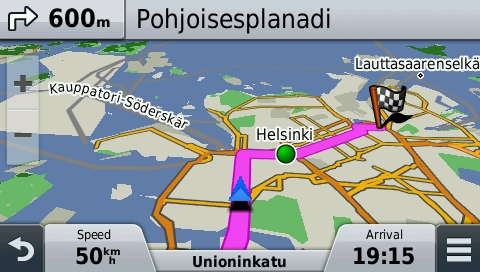screenshot from GPS showing map of Northern Europe