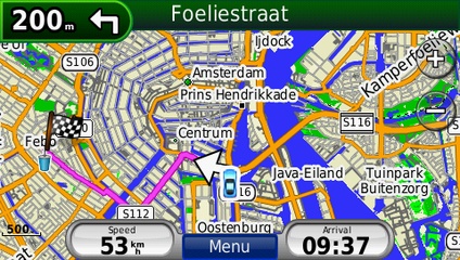 screenshot from GPS showing map of Benelux