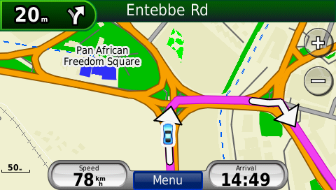 screenshot from GPS showing map of Eastern Africa