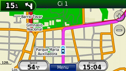 screenshot from GPS showing map of Costa Rica