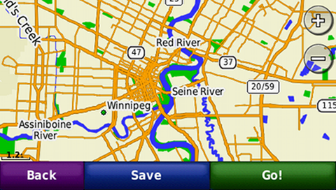 screenshot from GPS showing map of Canada