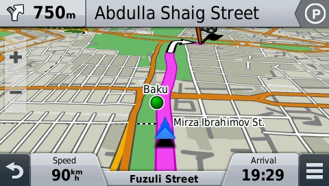 screenshot from GPS showing map of Turkey and the South Caucasus
