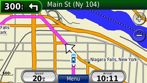 screenshot from GPS showing map of United States South