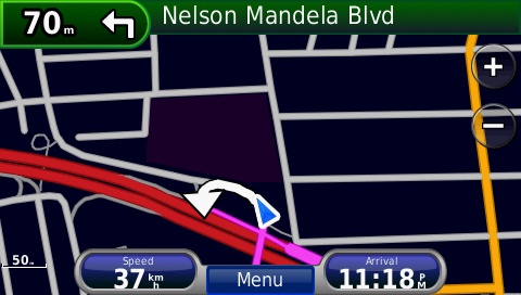 screenshot from GPS showing map of Southern Africa